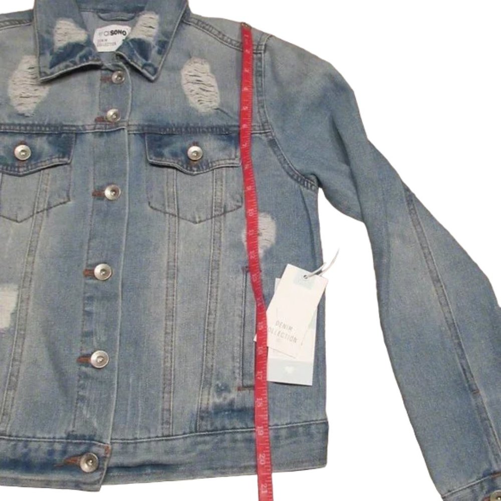 CI Sono Womens Distressed Denim Jacket, New, Size - S - Picture 5 of 10